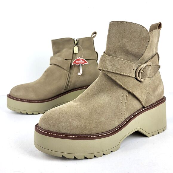 Blondo Giovanni Waterproof Platform Ankle Boots Beige Size 9M - Picture 1 of 15